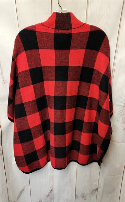 Nicole Miller Women's Size Small/Medium Red & Black Poncho
