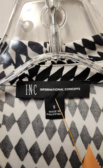 INC Women's Size S White & Black Long Sleeve Top