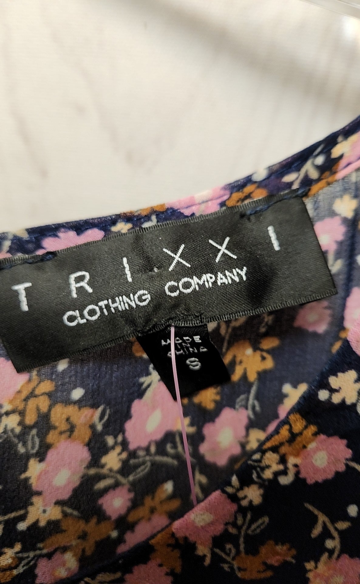 Trixxi Women's Size S Navy Floral Dress