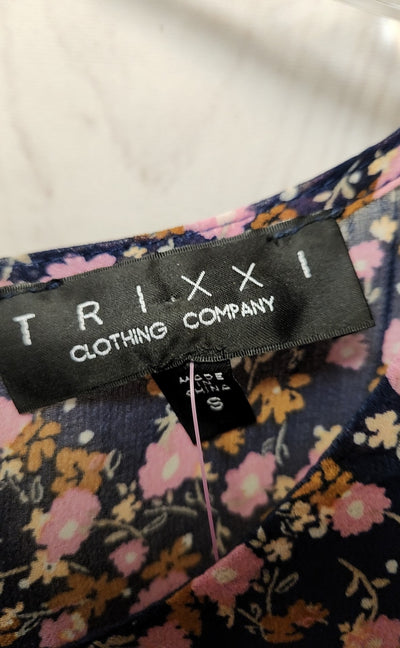 Trixxi Women's Size S Navy Floral Dress
