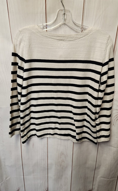Loft Women's Size S White & Black 3/4 Sleeve Top