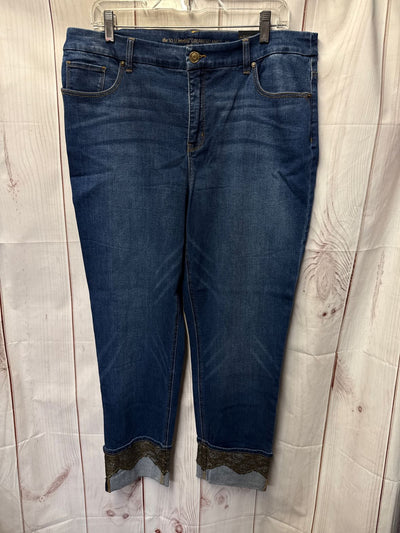 NWT Chico's Women's Size 2.5 = 14 Girlfriend Ankle Blue Jeans