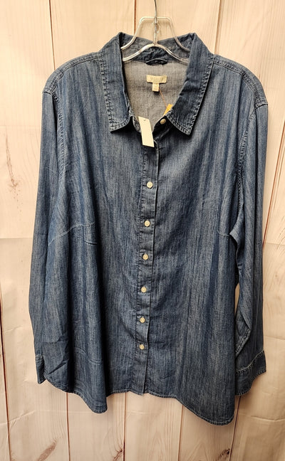 NWT Talbots Women's Size 2X Blue Long Sleeve Top
