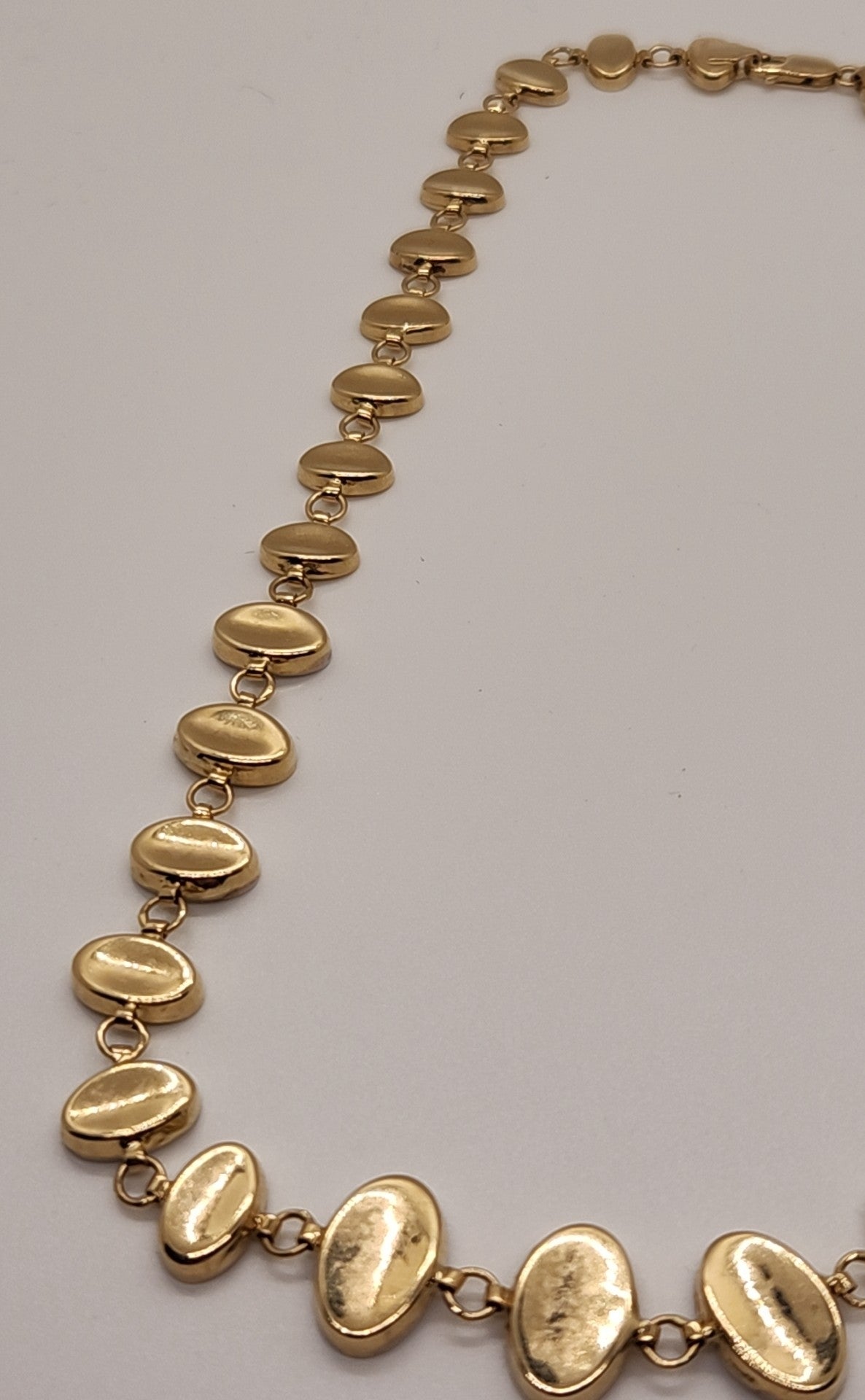 14K 585 Silver/White Gold & Gold 14K Gold Oval Necklace Reverisble 17" 19 Grams