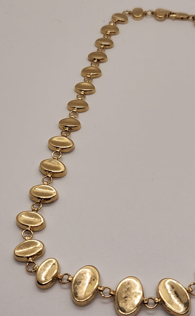 14K 585 Silver/White Gold & Gold 14K Gold Oval Necklace Reverisble 17" 19 Grams