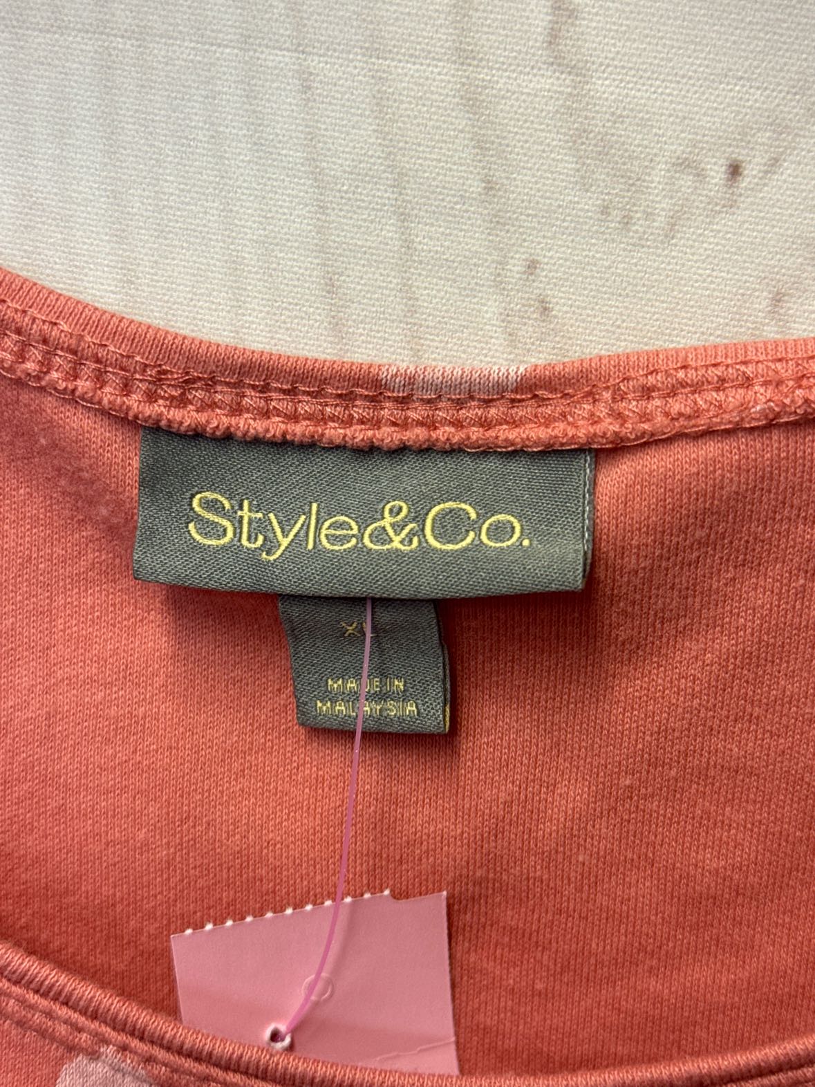 Style & Co Women's Size XL Pink Short Sleeve Top