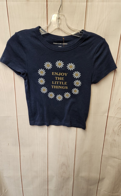 American Eagle Women's Size S Navy Short Sleeve Top