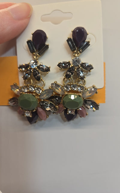 E Land Multi-Color Rhinestone Earrings