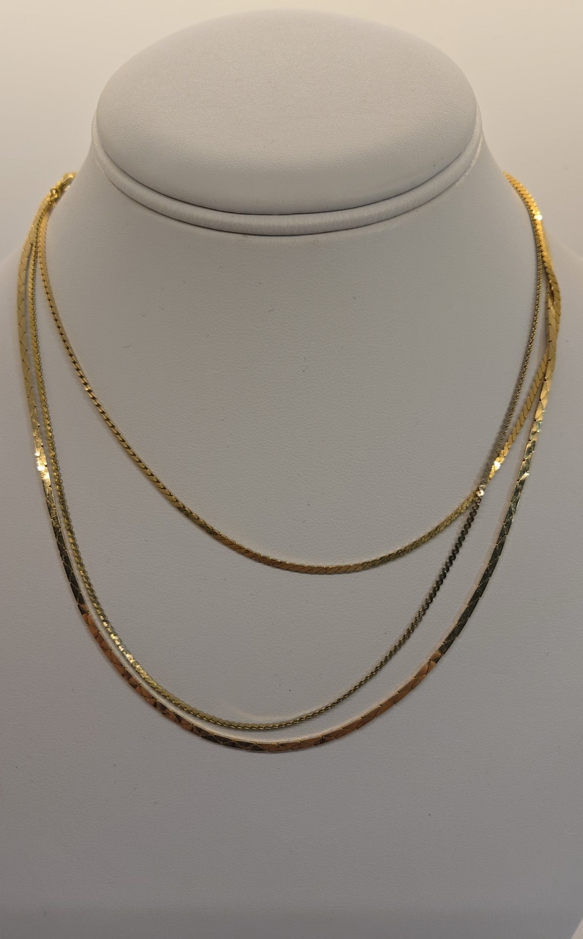 3 Pieces Gold Necklace 16" & 2 18"