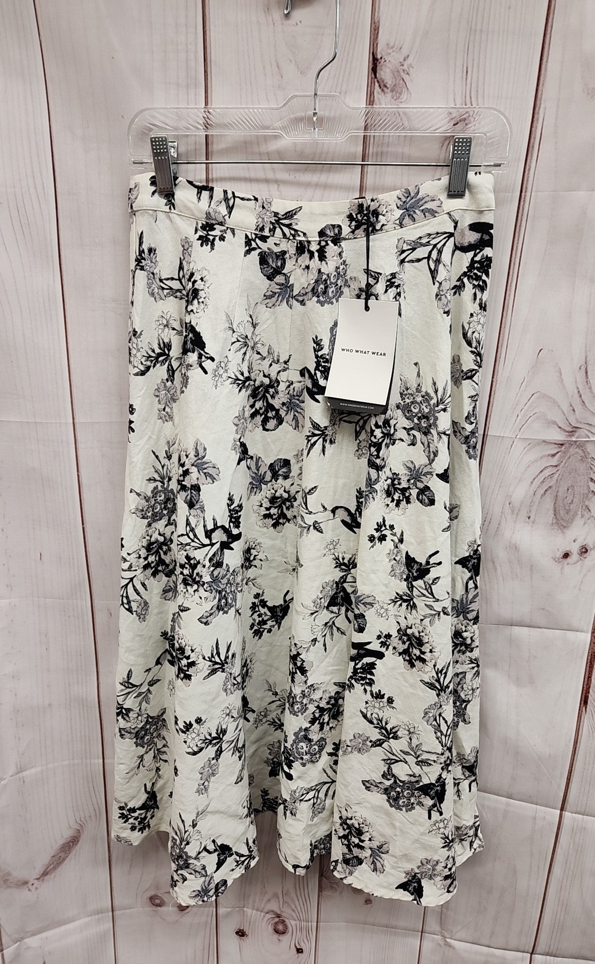 Who What Wear Women's Size 2 White Linen Blend Floral Skirt NWT