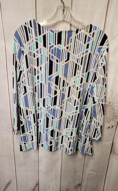 JM Collection Women's Size XL Blue 3/4 Sleeve Top