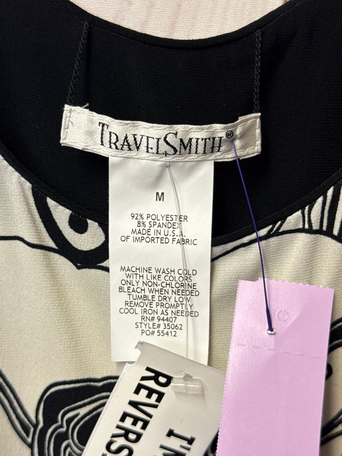 Travel Smith Women's Size M White & Black Reversible Dress