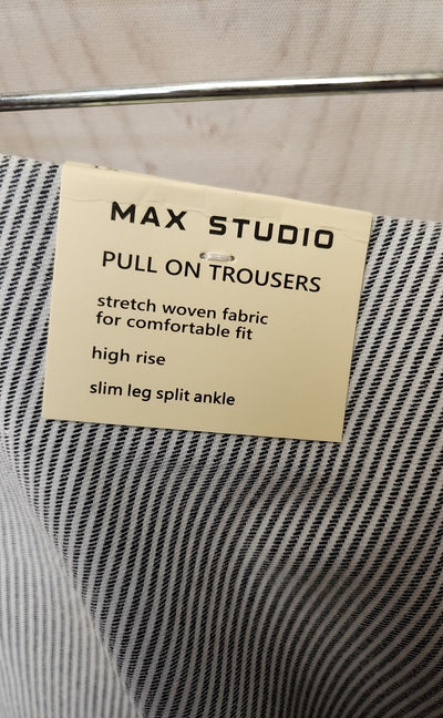 $118 NWT Max Studio Women's Size 1X Blue Pinstripe Pants Pull On Trousers