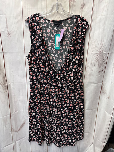Fortune & Ivy Women's Size 2X Black Floral Dress
