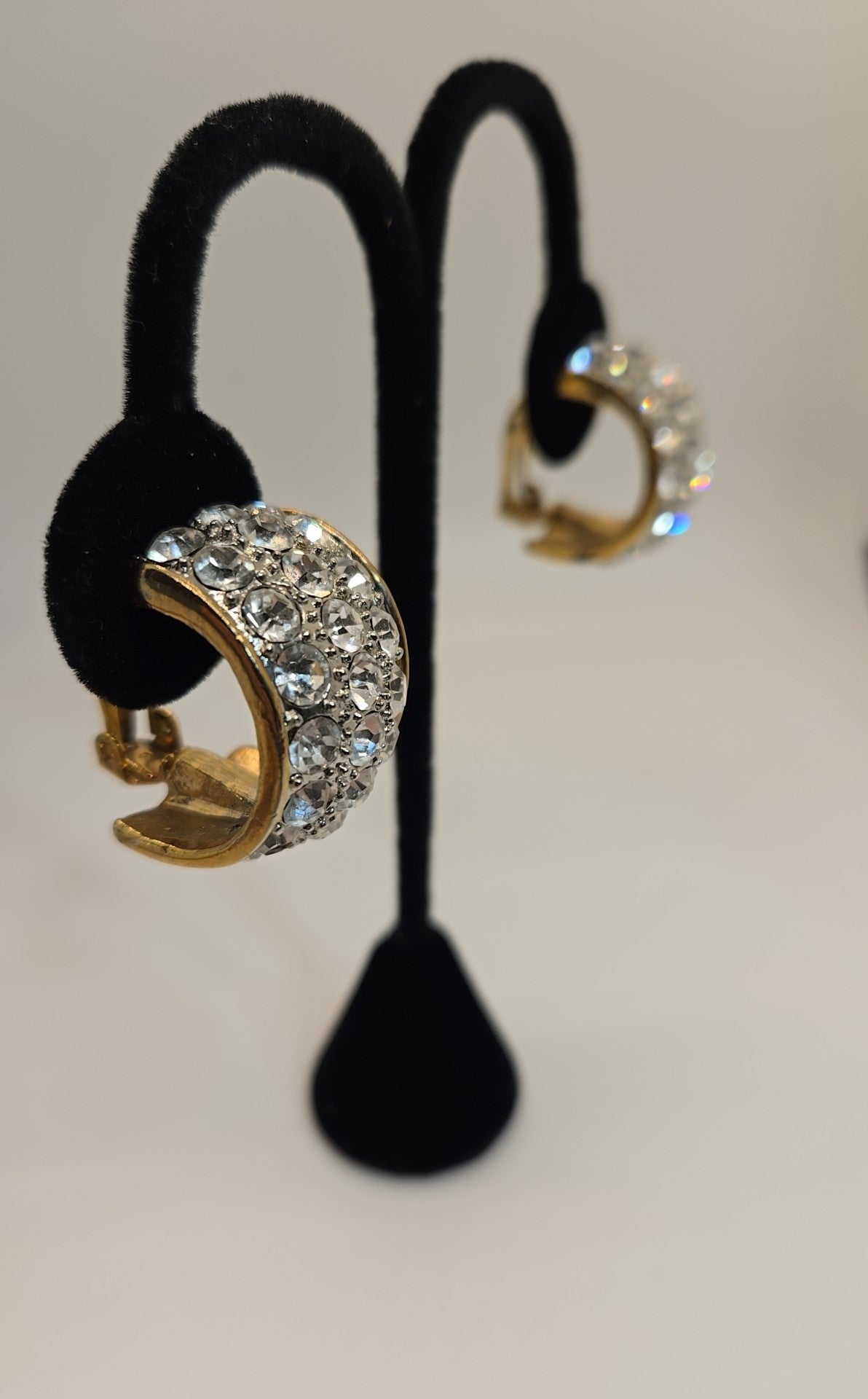 Gold Rhinestone Clip-on Earrings