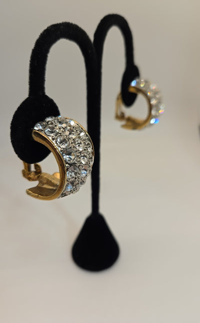 Gold Rhinestone Clip-on Earrings