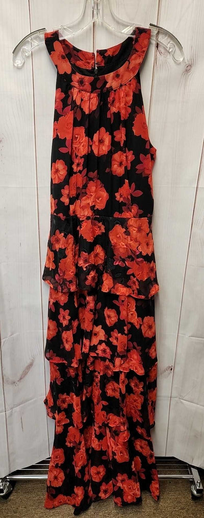 Tahari Women's Size 10 Black & Red Floral Dress