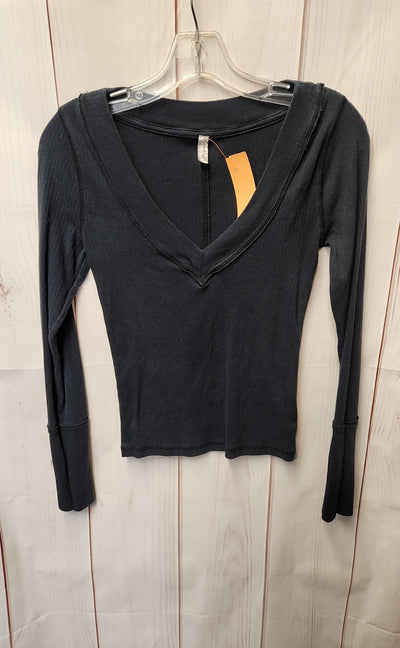 Free People Intimately Women's Size S Black Long Sleeve Top