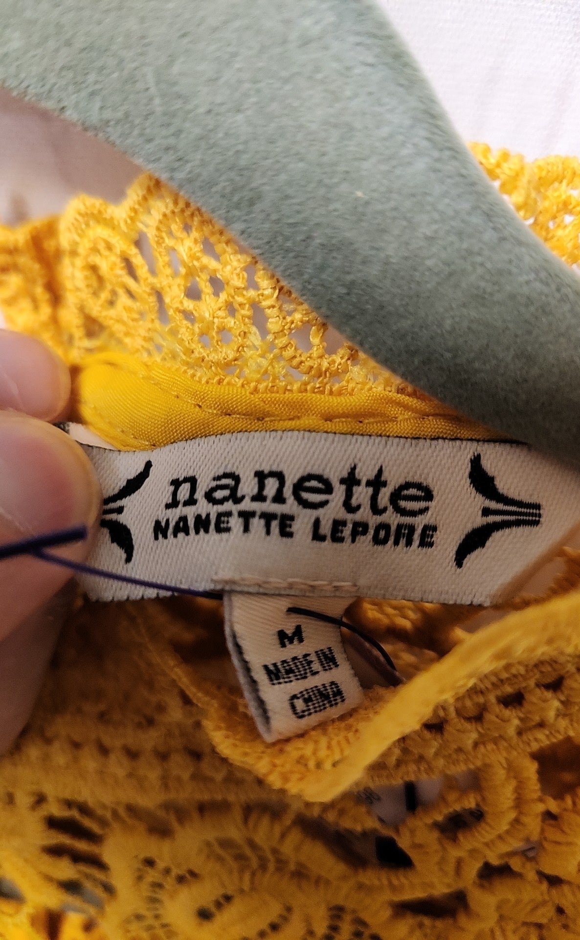 Nanette Lepore Women's Size M Yellow Lace Floral Sleeveless Top