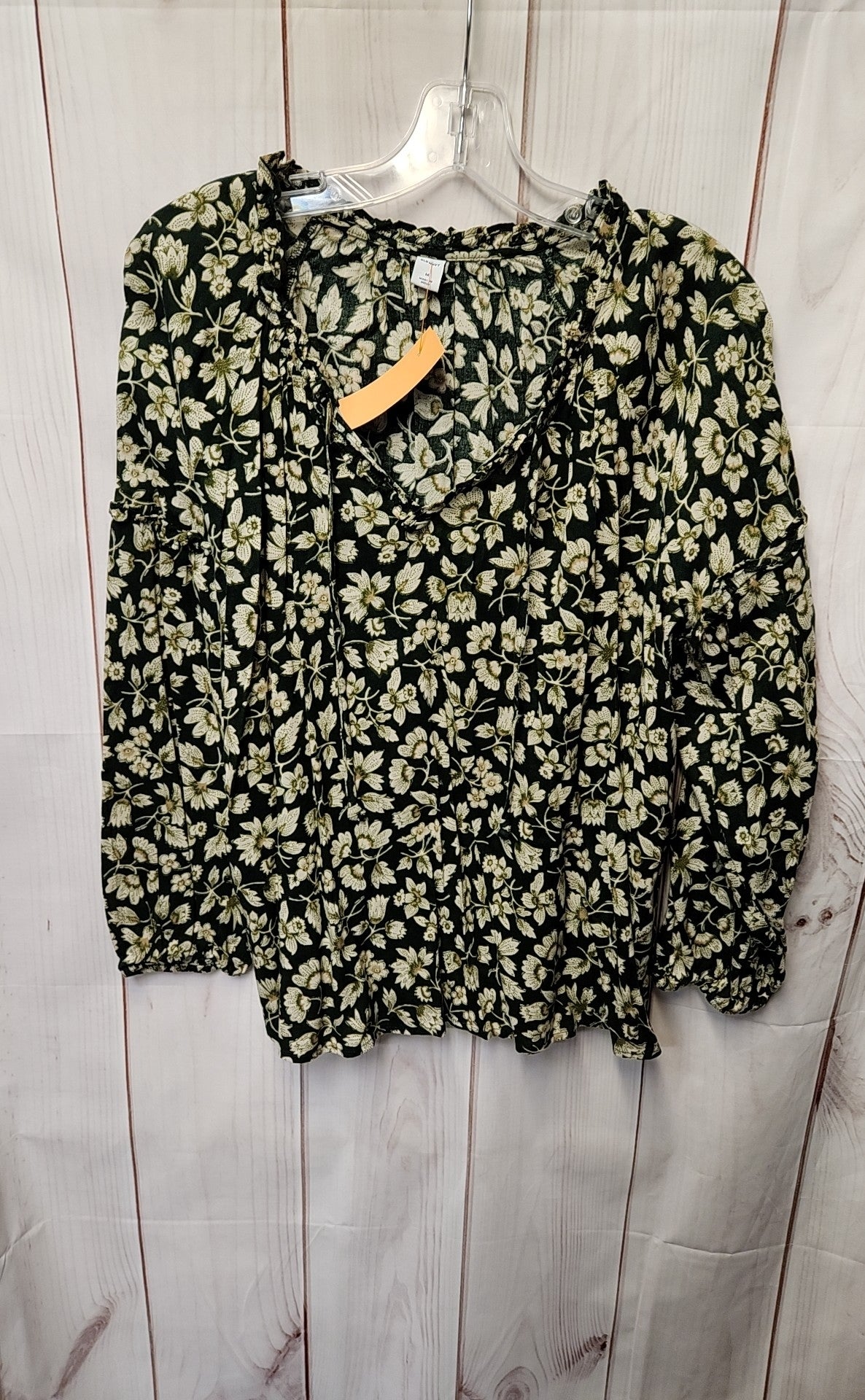 Old Navy Women's Size M Green Floral Long Sleeve Top
