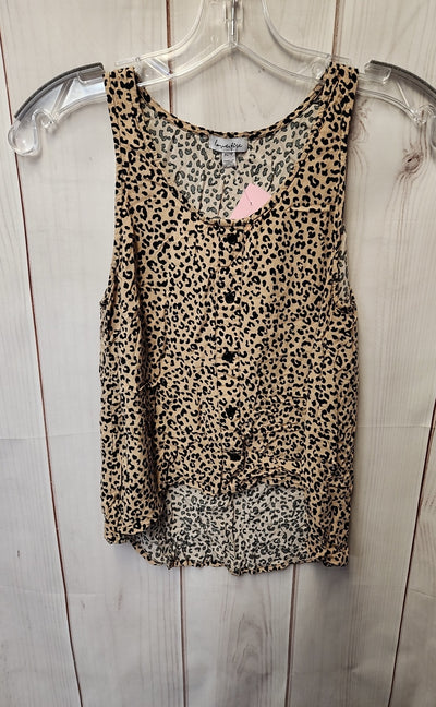 Love Fire Women's Size XS Beige Animal Print Sleeveless Top