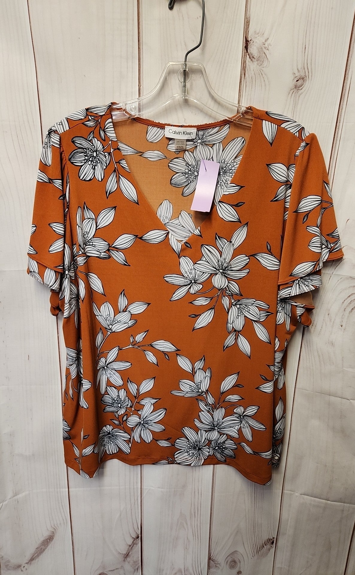Calvin Klein Women's Size 1X Orange Short Sleeve Top