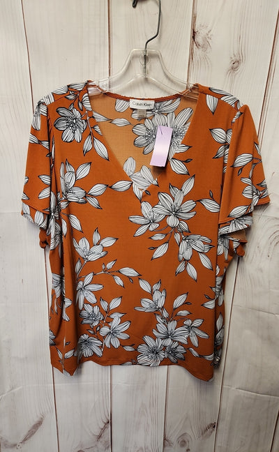 Calvin Klein Women's Size 1X Orange Short Sleeve Top