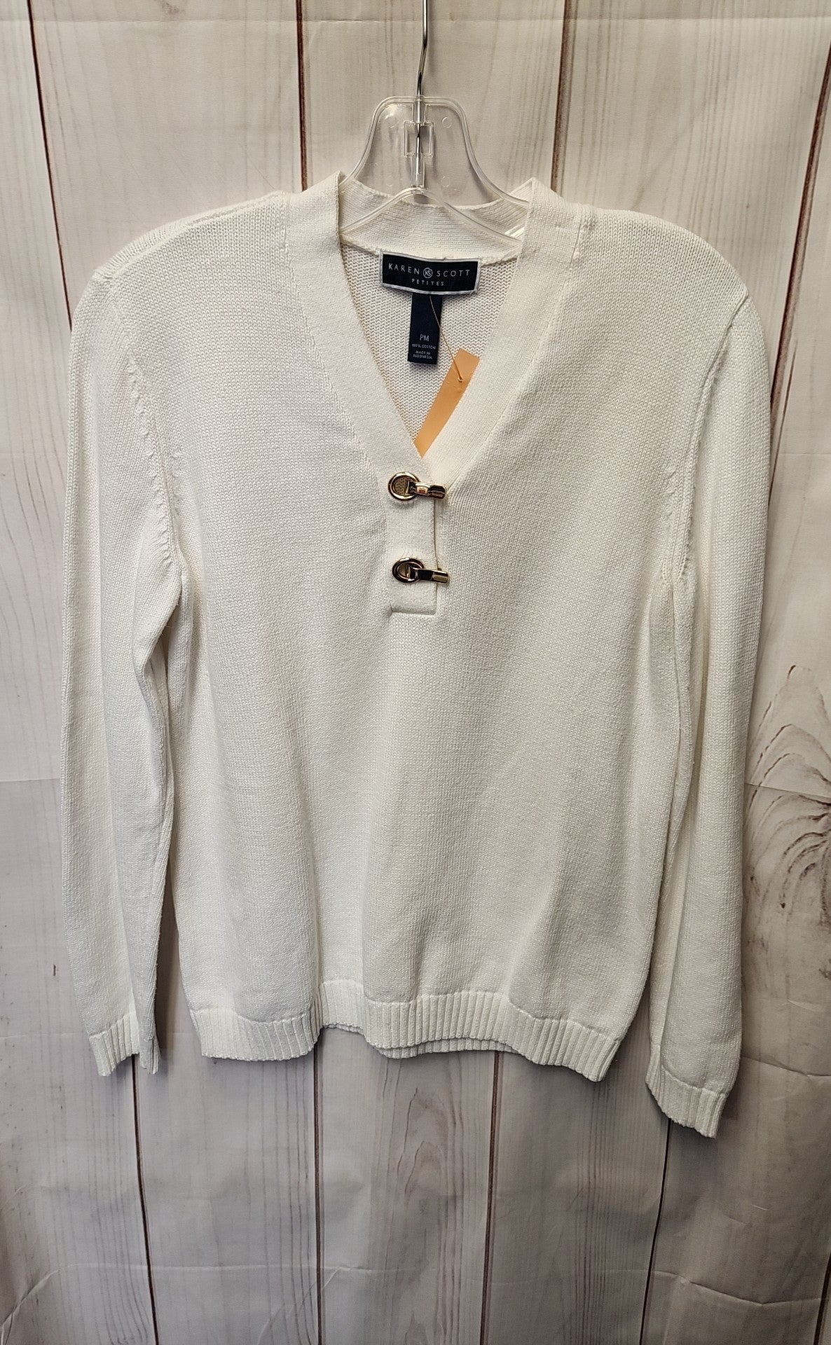 Karen Scott Women's Size M Petite White Sweater