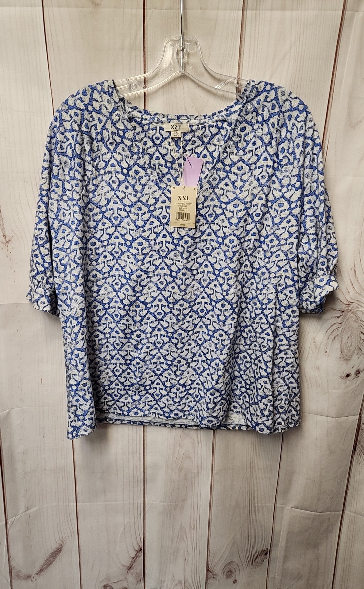 NWT Nic & Zoe Women's Size XXL Blue Short Sleeve Top