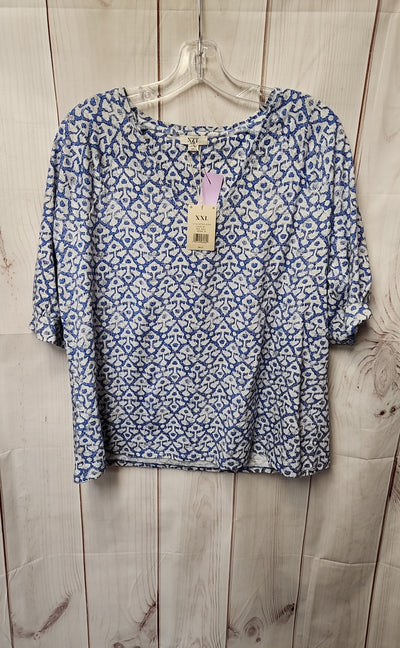 NWT Nic & Zoe Women's Size XXL Blue Short Sleeve Top