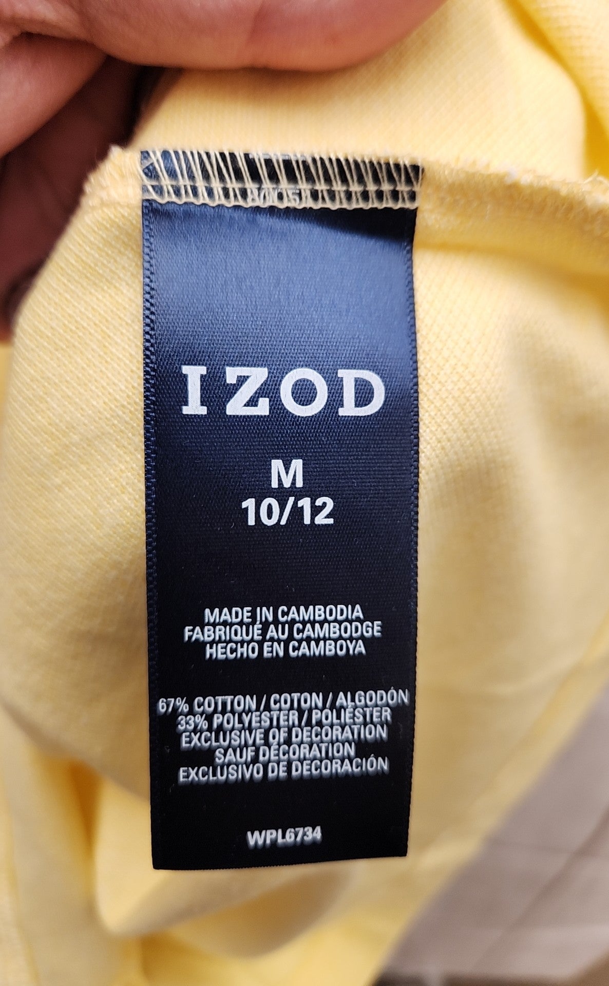 Izod Boy's Size 10/12 Yellow Shirt