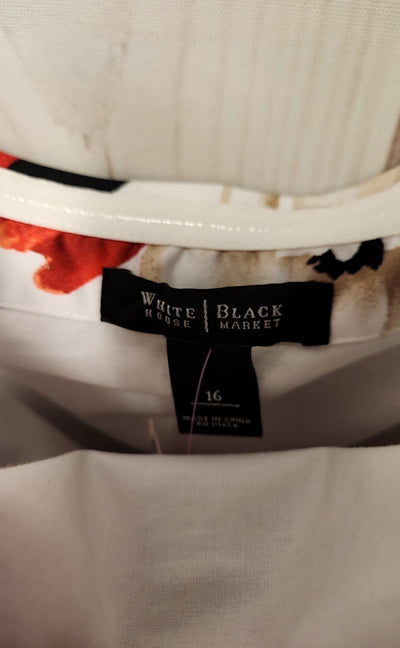 White House Black Market Women's Size 16 White & Red Floral Dress