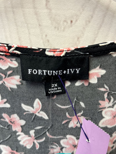 Fortune & Ivy Women's Size 2X Black Floral Dress