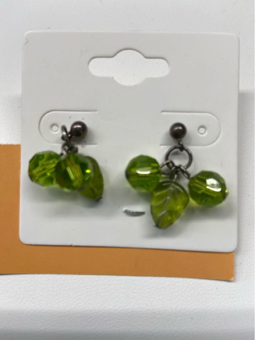 Green Beaded Earrings