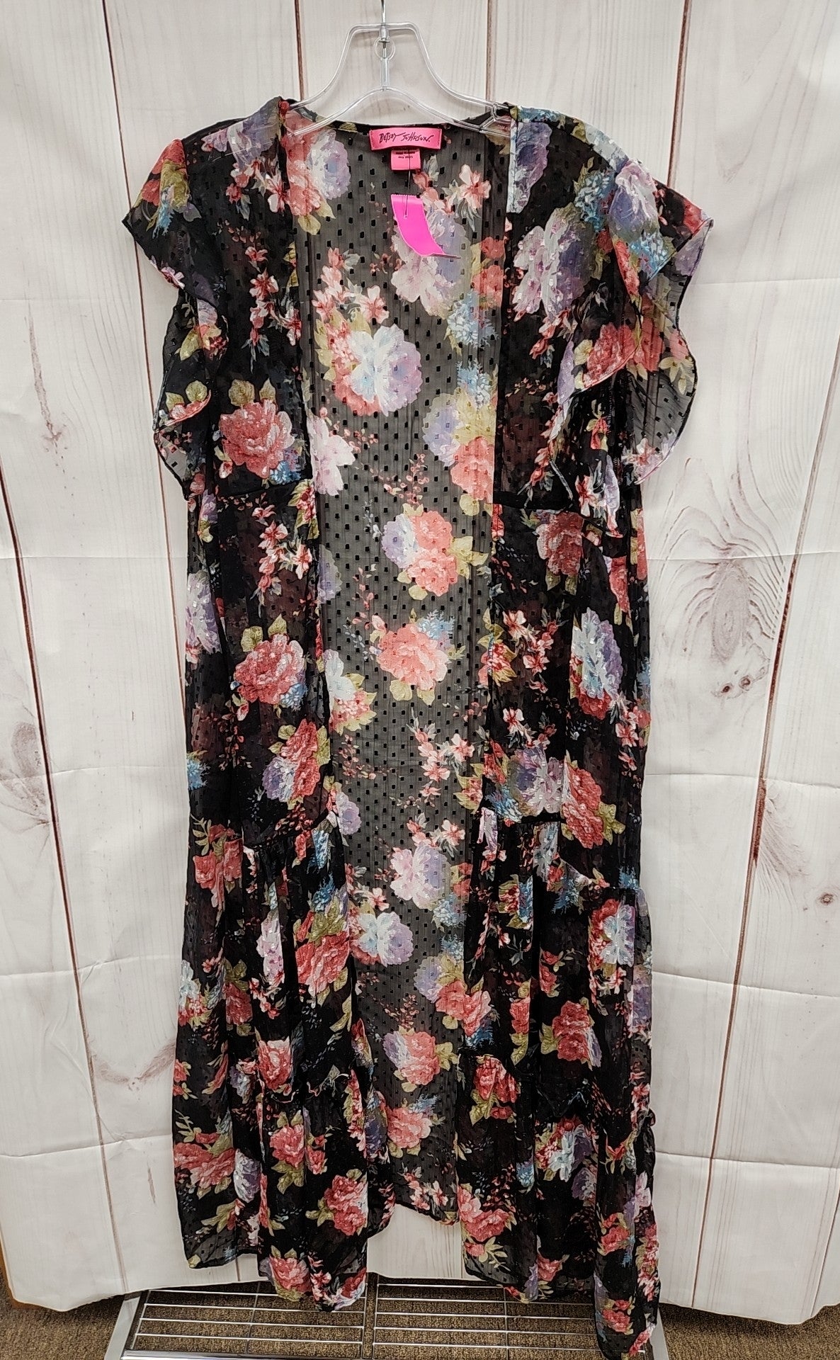 Betsey Johnson Black Floral Cover-Up