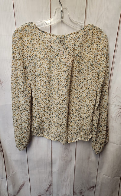 About a Girl Women's Size S Cream Floral Long Sleeve Top