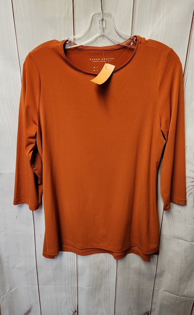 Susan Graver Women's Size S Orange 3/4 Sleeve Top