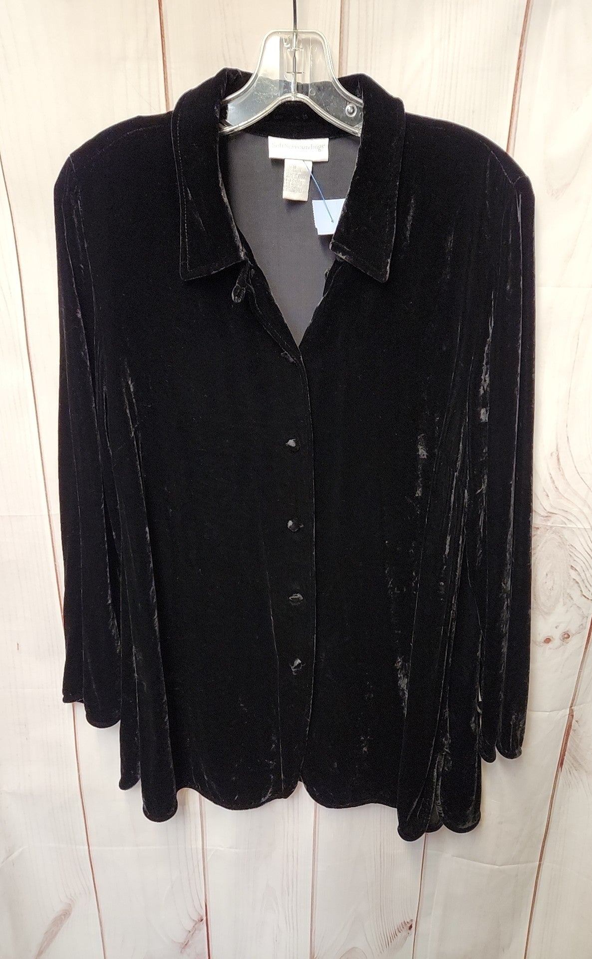 Soft Surroundings Women's Size M Black Velour Jacket