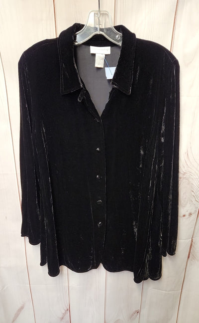 Soft Surroundings Women's Size M Black Velour Jacket