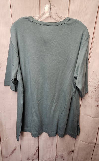 D & Co Women's Size L Green 3/4 Sleeve Top