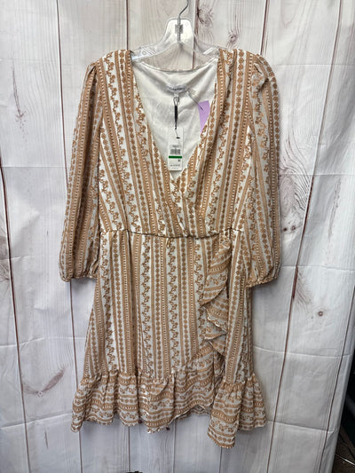 NWT Calvin Klein Women's Size L White & Brown Dress