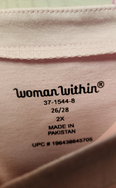 Woman Within Women's Size 2X Pink 3/4 Sleeve Top