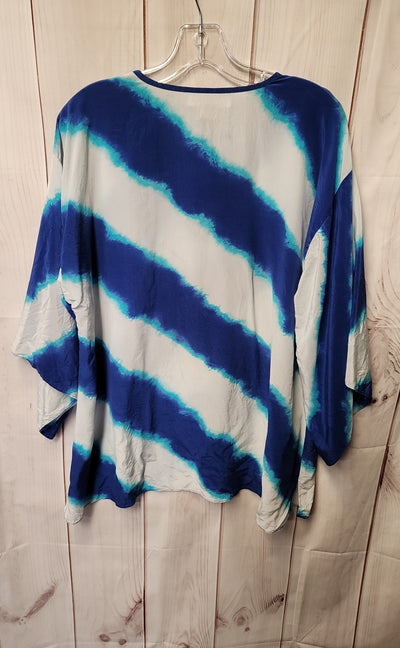 Michael Kors Women's Size L Blue 3/4 Sleeve Top
