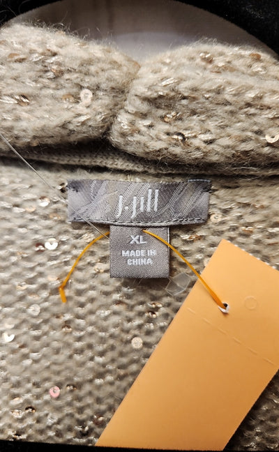 J Jill Women's Size L Beige Sequined Cardigan