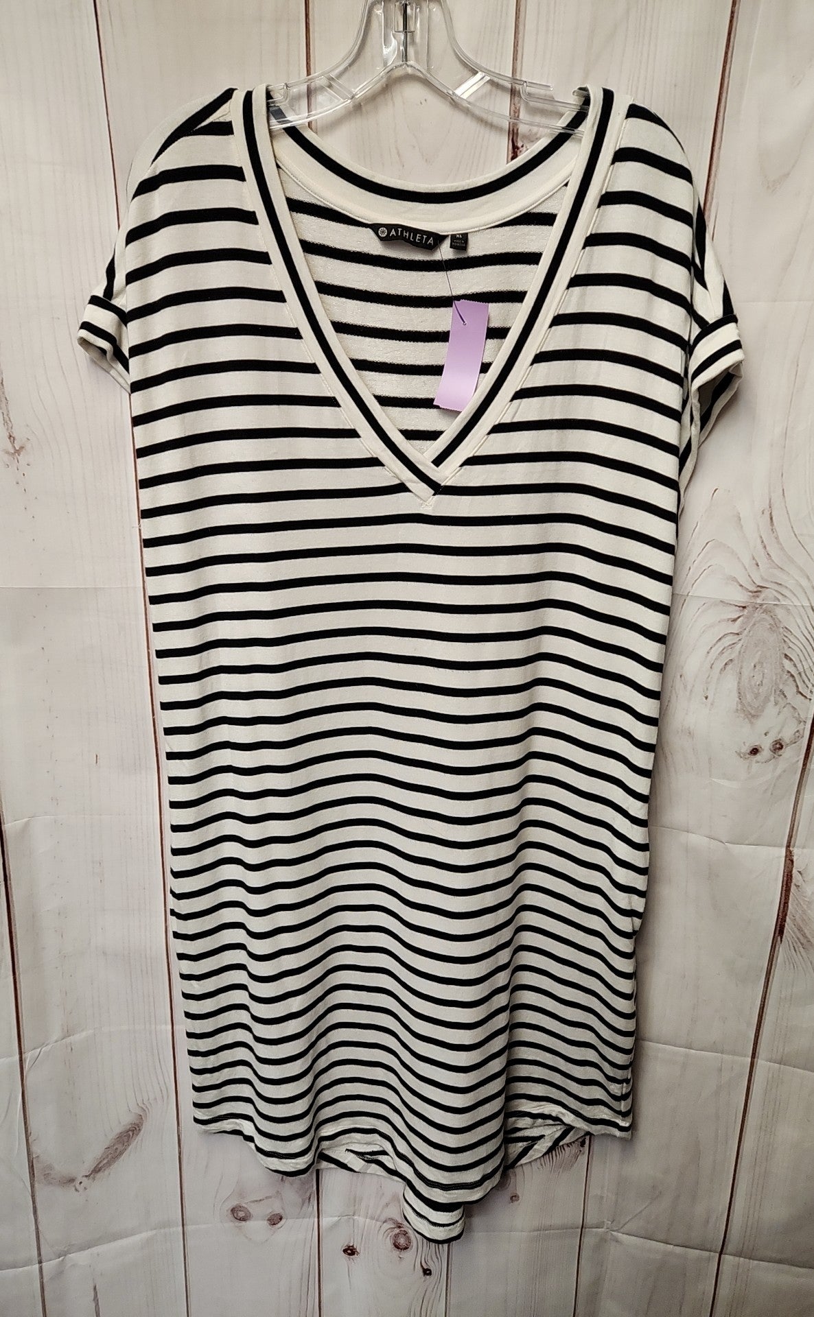 Athleta Women's Size XL White & Black Stripe Dress