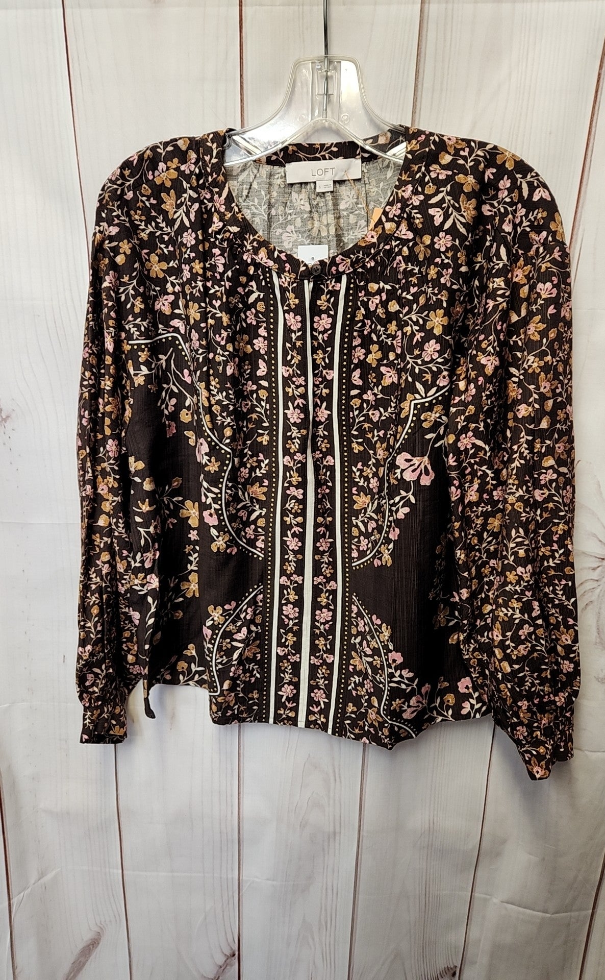 NWT Loft Women's Size S Brown Long Sleeve Top
