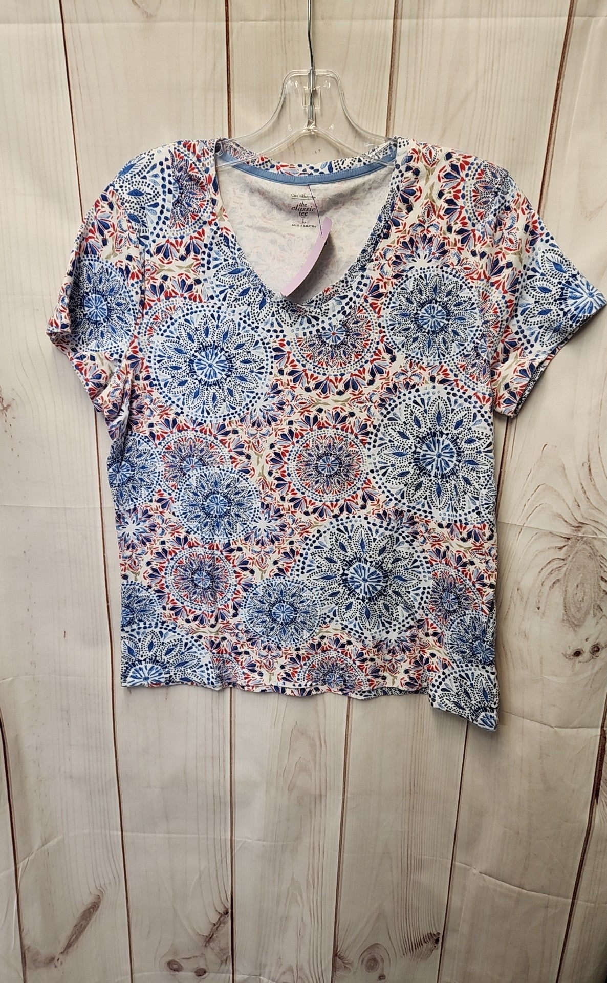 Croft & Barrow Women's Size L Red & Blue Short Sleeve Top