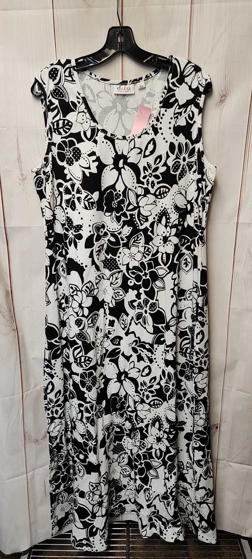 D & Co Women's Size XL White & Black Dress
