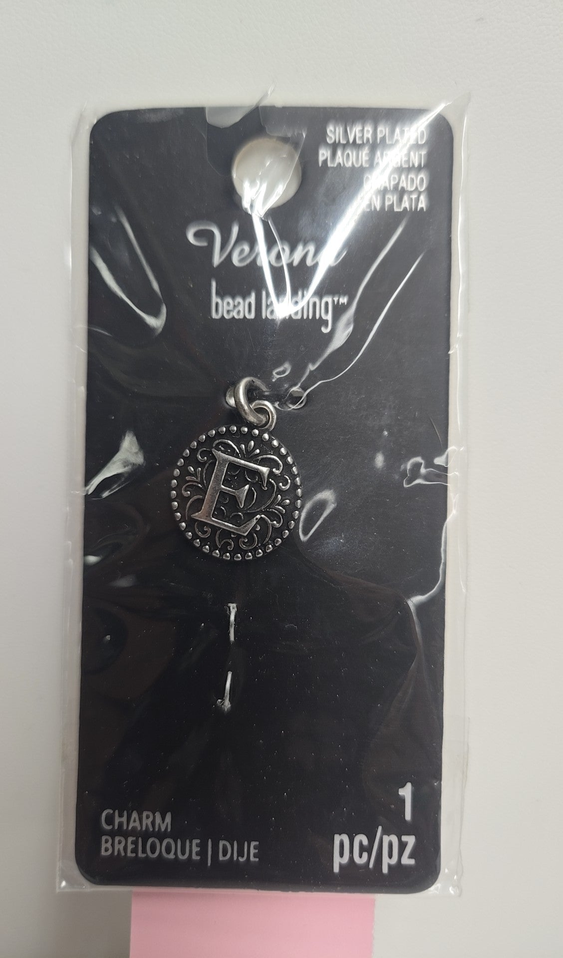 NWT Verona Bead Landing Silver Plated E Pendant