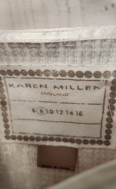 Karen Millen Women's Size 8 White Sequined Sleeveless Top